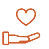 Heart in hand icon